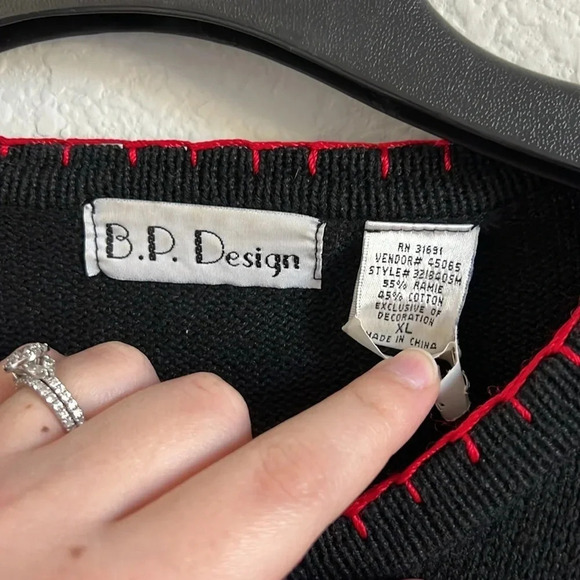 Vintage B.P. Design Beaded Embroidered Ugly Christmas Sleigh Cardigan Sweater - Picture 5 of 6